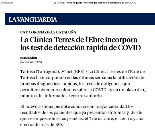 Nos hacemos eco de la publicación de una noticia publicada en la Vanguardia donde se menciona el Laboratori de Referència de Catalunya