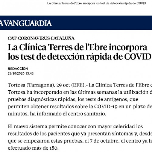 Nos hacemos eco de la publicación de una noticia publicada en la Vanguardia donde se menciona el Laboratori de Referència de Catalunya