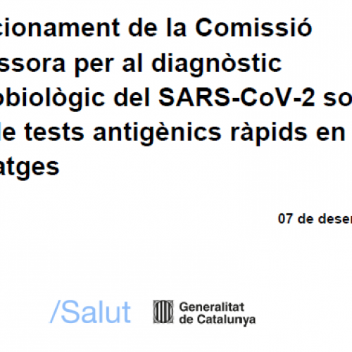 Informe de Posicionament sobre l’ús de tests antigènics ràpids