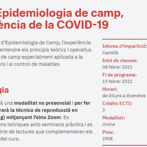 Curs Epidemiologia de camp, l’experiència de la COVID-19