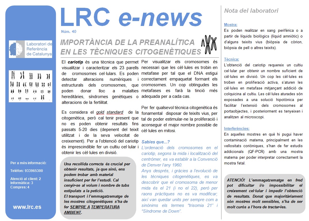 La Preanalítica en las técnicas citogenéticas